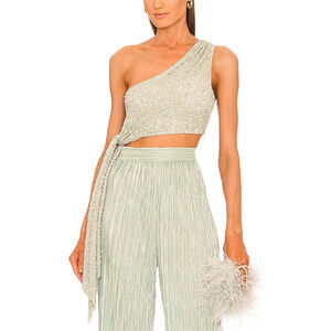 Retrofete Silver One-Shoulder Top